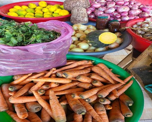 Fresh vegetables and ingredients from a local market